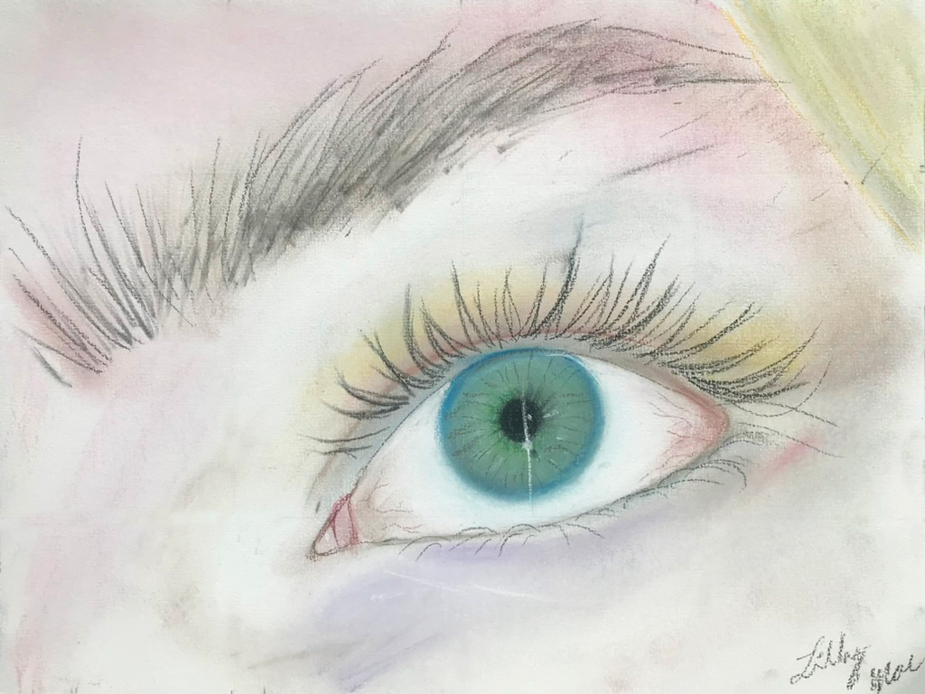 Pastel drawing of an eye.